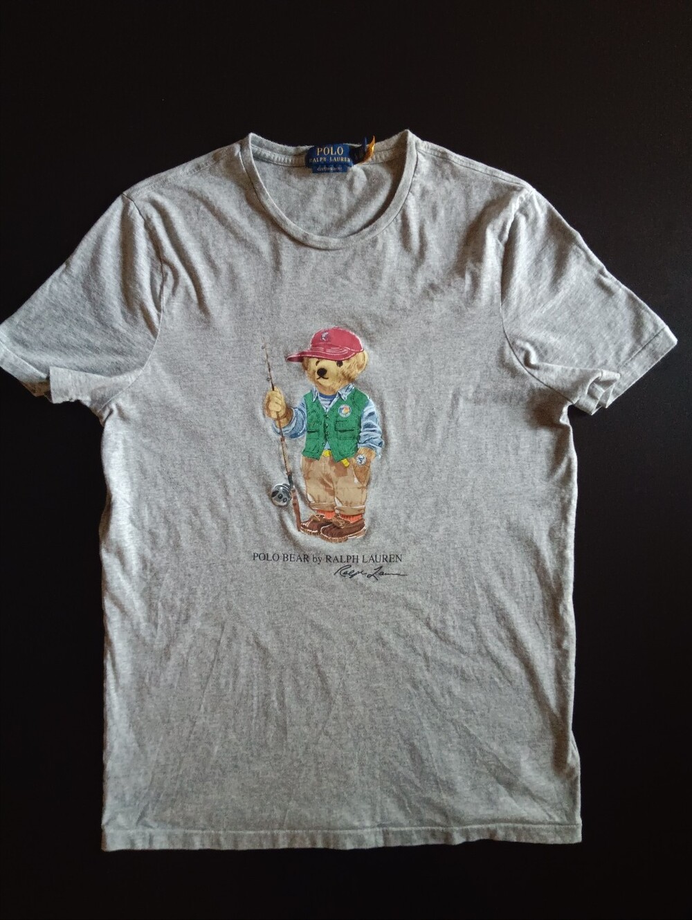 POLO Ralph Lauren Fly Fishing Bear T-shirt Men's Slim L Heather Grey